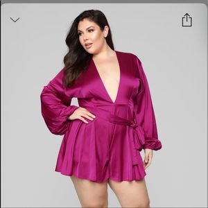 NWOT Hot Pink Fashion Nova Satin Romper
